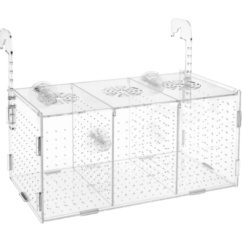 Vis kweekbak met zuignappen, acryl aquarium isolatie doos, aquarium vis kweekbak transparante vis zaailingen incubator incubator voor baby vis, garnalen, Betta, Guppy, Platy (30 * 15 * 15cm)