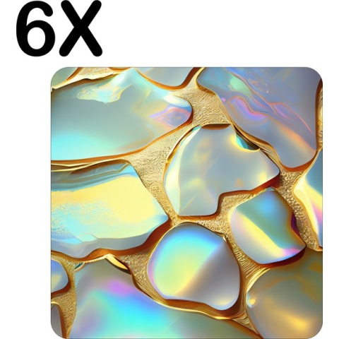 BWK Flexibele Placemat - Parlemour met Goud - Set van 6 Placemats - 40x40 cm - PVC Doek - Afneembaar
