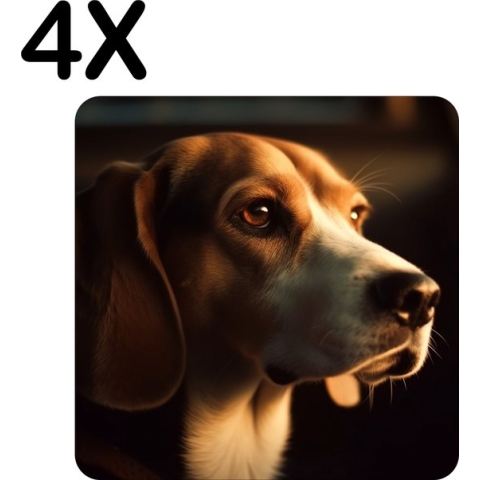 BWK Stevige Placemat - Lieve Hond in de Auto - Set van 4 Placemats - 50x50 cm - 1 mm dik Polystyreen - Afneembaar