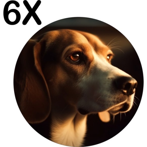 BWK Stevige Ronde Placemat - Lieve Hond in de Auto - Set van 6 Placemats - 40x40 cm - 1 mm dik Polystyreen - Afneembaar