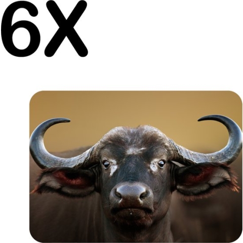 BWK Luxe Placemat - Afrikaanse Buffel - Set van 6 Placemats - 40x30 cm - 2 mm dik Vinyl - Anti Slip - Afneembaar
