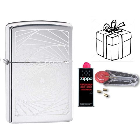 Geschenkset Zippo- ZIPPO met ZIPPO BENZINE en Vuursteentjes-uniek cadeau