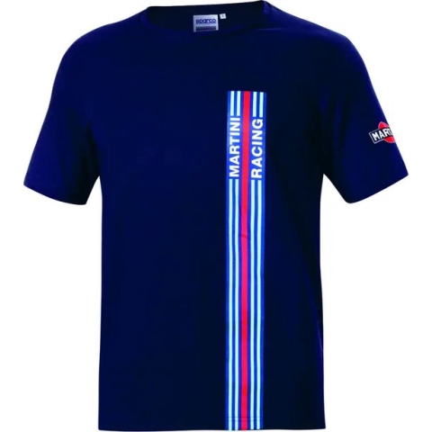 Sparco T-Shirt Big Stripes Martini Racing - Iconisch Italiaans T-shirt - Marineblauw - Race T-shirt maat XL