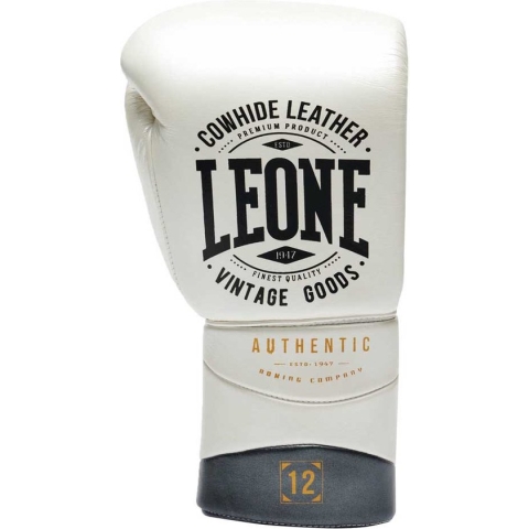 LEONE1947 Authentic 2 Kunstlederen Bokshandschoenen - White - 12 Oz
