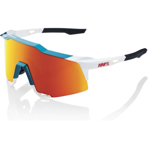 100% Speedcraft - Gloss Metallic Bora / Matte White - HiPER Red Multilayer Mirror Lens - WHITE -