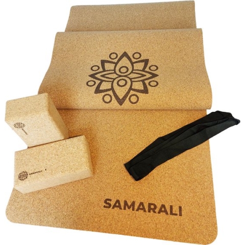 Samarali Classic Yoga Cadeaupakket - gemaakt van kurk / milieuvriendelijk / antibacterieel/ hoge kwaliteit