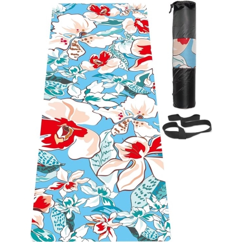 Yogamat, antislip, milieuvriendelijke trainingsmat met draagriem, dikke oefen- en trainingsmat voor yoga, pilates en fitness (183 cm x 61 cm x 6 mm)