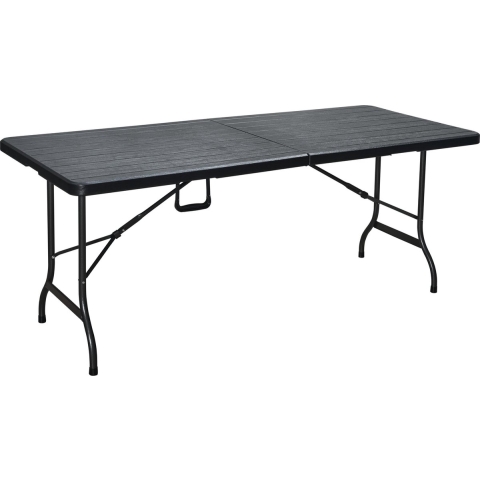 Vouwtafel - houtlook - 180x74cm - zwart