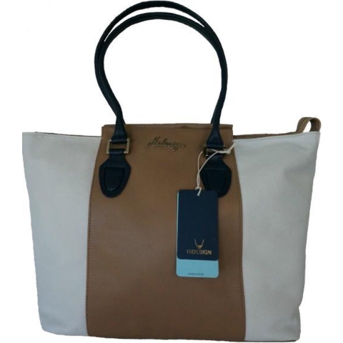 Hidesign lederen handtas 'Clodette' wit+beige+blauw