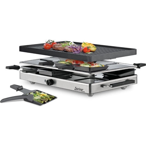 Spring Raclette8 Classic 8 persoon/personen Zwart, Roestvrijstaal