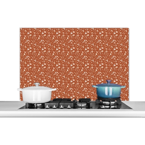 Spatscherm Keuken - Kookplaat Achterwand - Spatwand Fornuis - 100x65 cm - Patroon - Terazzo - Structuur - Aluminium - Wanddecoratie - Muurbeschermer - Hittebestendig
