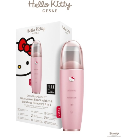 GESKE x Hello Kitty | SmartAppGuided™ MicroCurrent Skin Scrubber & Blackhead Remover | 9 in 1 | Tools huidverzorging | Reinigingssapparaat | Anti-aging en reiniging | facelift | Mee-eter verwijderaar