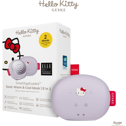 GESKE x Hello Kitty | SmartAppGuided™ Sonic Warm & Cool Mask | 8 in 1 | Beauty LED-gezichtsmasker | Roodlichttherapie | Warmte | Koeling | Betere gezichtsverzorging | Gezichtsmassager