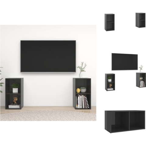 vidaXL Televisiemeubel - Hoogglans grijs - 72 x 35 x 36.5 cm - 2 vakken - Kast