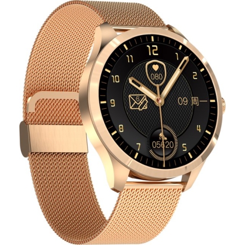 Belesy® Y6 Pro 2022 - Smartwatch Dames - Smartwatch Heren - Android - IOS - Horloge - 1.28 inch - Kleurenscherm - Stappenteller - Bloeddruk - Hartslag - 75+ Wijzerplaten - Sporten - Staal - Goud - Moederdag