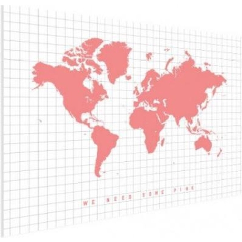 Wereldkaart We Need Some Pink - Poster 120x90