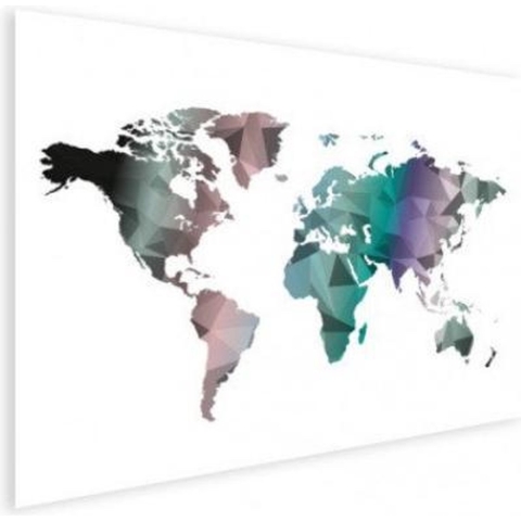 Wereldkaart Geometrische Kleuren - Poster 120x90