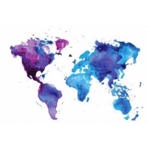 Wereldkaart Paarstint Aquarel - Poster 90x60