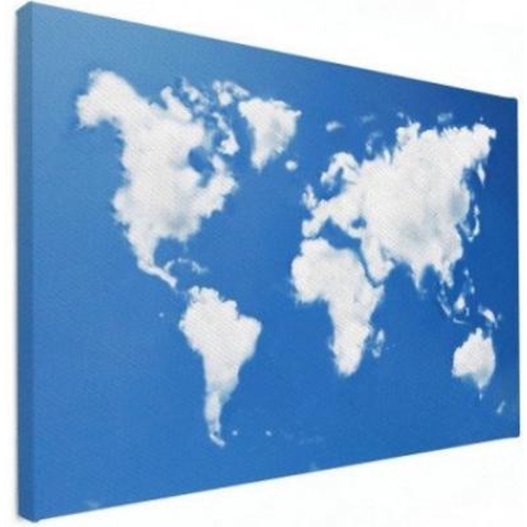 Wereldkaart Wolken - Canvas 80x60