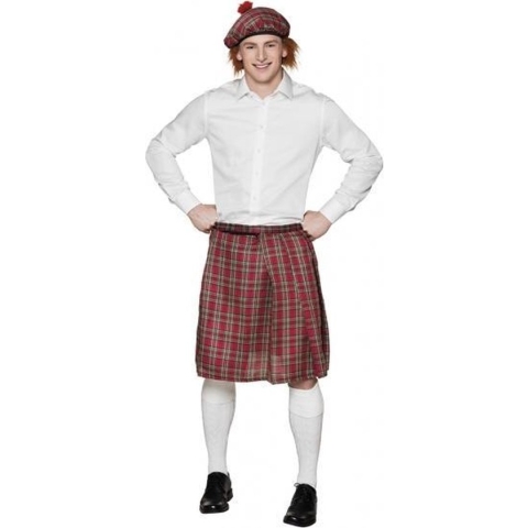 4x stuks rode Schotse kilt / rok voor heren - Carnaval verkleedkleding