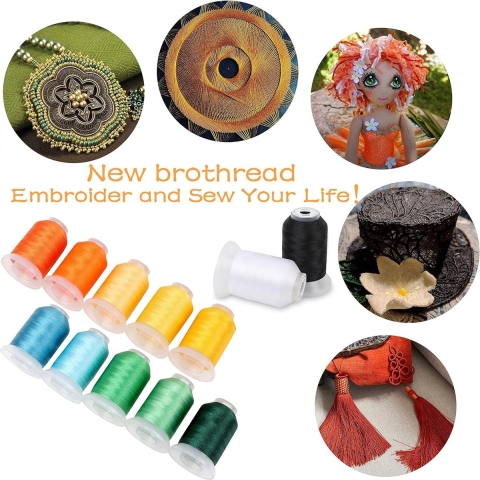 40 Brother Kleuren Polyester Machine Borduurgaren Kit 500M (550Y) Elke Spoel Voor Brother Babylock Janome Singer Pfaff Husqvarna Bernina Borduren en Naaimachines
