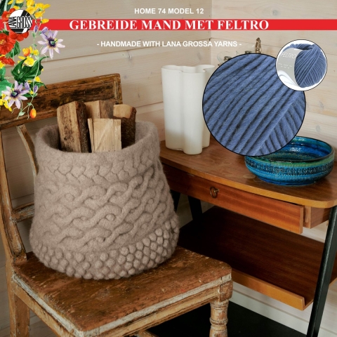 Breipakket mand met Feltro-garen model 12 van Lana Grossa Home nr. 74-jeansblauw