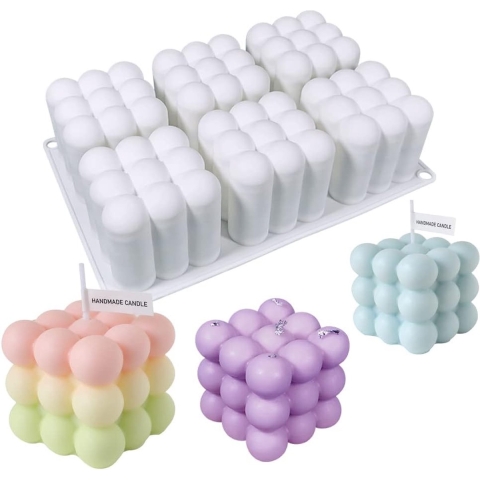 Bubble Kaarsvorm, 3D DIY 6 holle ruimtes Bubble siliconen vorm kaars, siliconen kaarsvormen om te gieten als woondecoratie, knutselornamenten, doe-het-zelf geurkaars, zeep