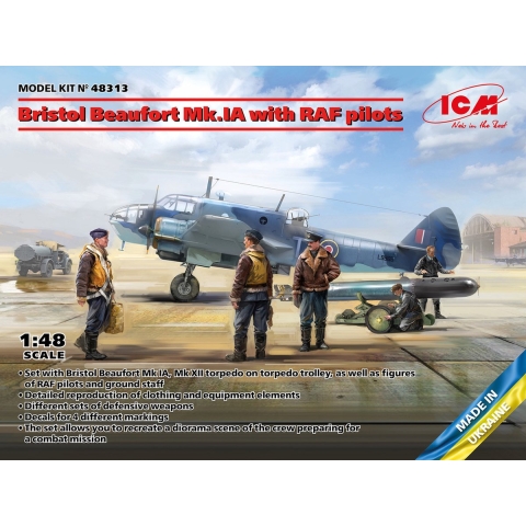 1:48 ICM 48313 Bristol Beaufort Mk.IA with RAF pilots Plastic Modelbouwpakket