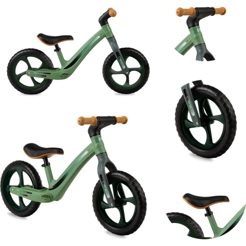 MoMi Mizo Loopfiets - Lichtgewicht Balance Bike - geschikt vanaf 3 jaar - Khaki