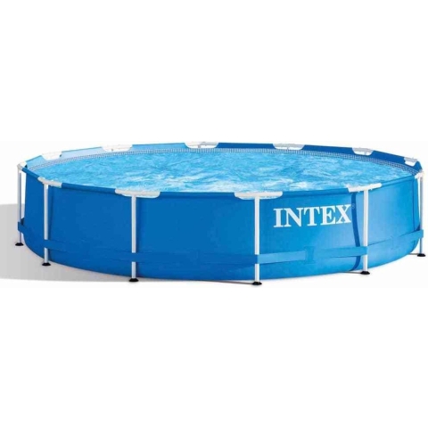 Intex Zwembad opzetzwembad rond opzet staand metalen frame niet opblaasbaar makkelijk tuin buitenzwembad 366x76cm