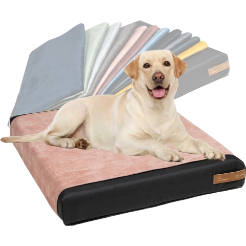 Rexproduct Orthopedisch Hondenkussen - Hondenmand - Hondenbed met rits en wasbaar - Hondenkussens 60 X 70 CM - Manden & kussens 0 tot 80 kg – Orthopedisch Ori Roze