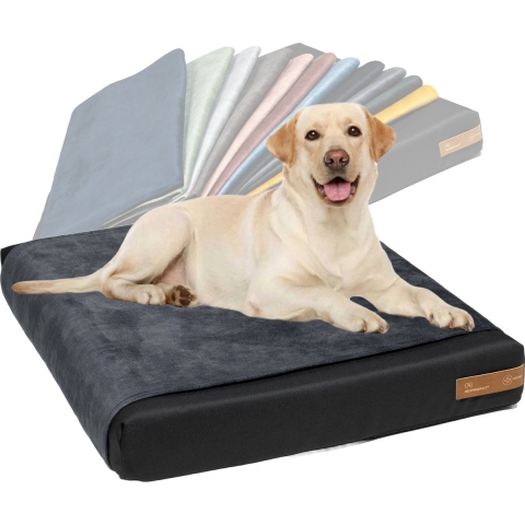 Rexproduct Orthopedisch Hondenkussen - Hondenmand - Hondenbed met rits en wasbaar - Hondenkussens 90 X 110 CM - Manden & kussens 0 tot 80 kg – Orthopedisch Ori Donker Grijs