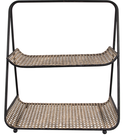 Clayre & Eef Etagère 2 laags 46 cm Bruin Zwart Ijzer Fruitschaal etagère