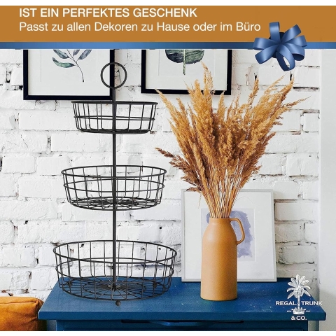 3-laags fruitmand - Franse landdraadmand van . | Fruitmandstandaard met drie niveaus voor het bewaren en organiseren van groenten, eieren en meer | Fruitmand voor aanrecht of ophangen