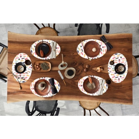 Placemats ovaal - Onderleggers - Ovale placemats - Veren - Pluimen - Patronen - Pastel - 6 stuks