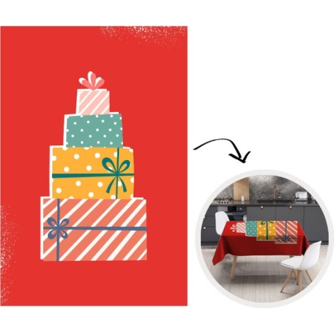 Kerst Tafelkleed - Kerstmis Decoratie - Tafellaken - Kerst - Illustratie - Kerstcadeau - Rood - Vintage - 180x260 cm - Kerstmis Versiering