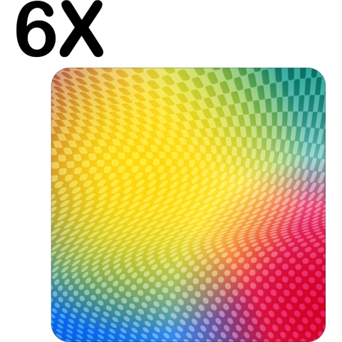 BWK Flexibele Placemat - Gekleurd Patroon - Set van 6 Placemats - 50x50 cm - PVC Doek - Afneembaar