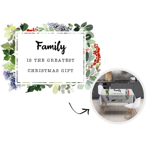 Kerst Tafelkleed - Kerstmis Decoratie - Tafellaken - Kerst - Quote -Familie - 260x130 cm - Kerstmis Versiering