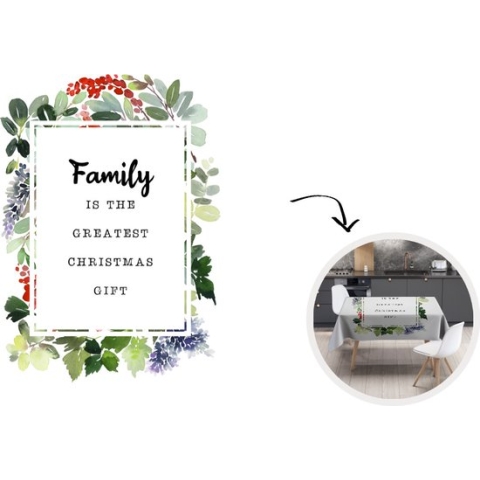 Kerst Tafelkleed - Kerstmis Decoratie - Tafellaken - Kerst - Quote - Familie - 150x150 cm - Kerstmis Versiering