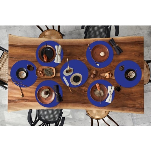 Ronde placemats - Onderlegger - Placemats rond - Blauw - Effen kleur - Donkerblauw - 8 stuks