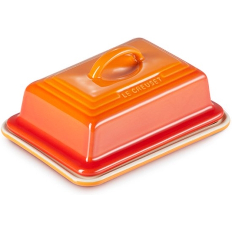 Le Creuset aardewerken botervloot - oranjerood