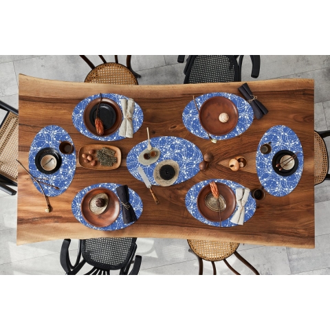 Placemats ovaal - Onderleggers - Ovale placemats - Schaatsen - Sterren - Winter - Kerst - Patroon - 10 stuks - Kerst - Cadeau - Kerstcadeau voor mannen, vrouwen en kinderen