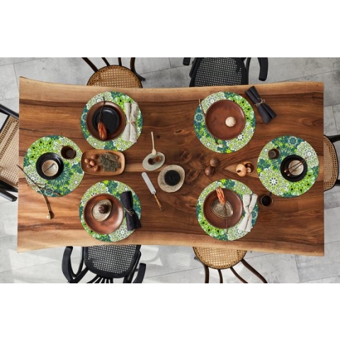 Ronde placemats - Onderlegger - Placemats rond - Mandala - Limoen - Groen - Patronen - 6 stuks