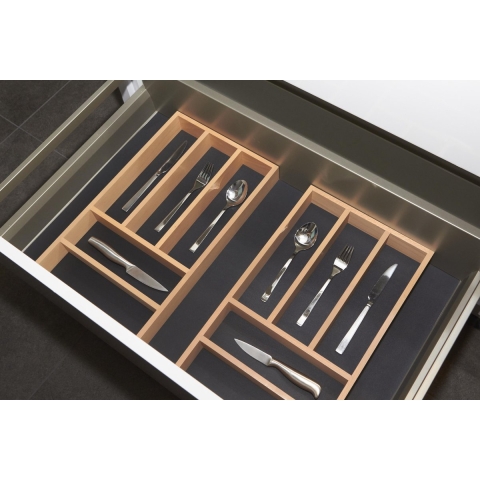 Culinorm Bestekbak - Besteklade - incl. antislipmat met 2 houten cassettes - 80 cm breed x 47 cm diep