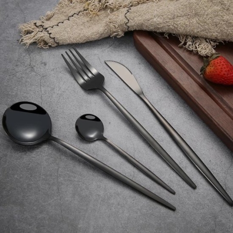 Bestekset - zwart - 6 persoons - modern bestek - luxe bestekset - metaal
