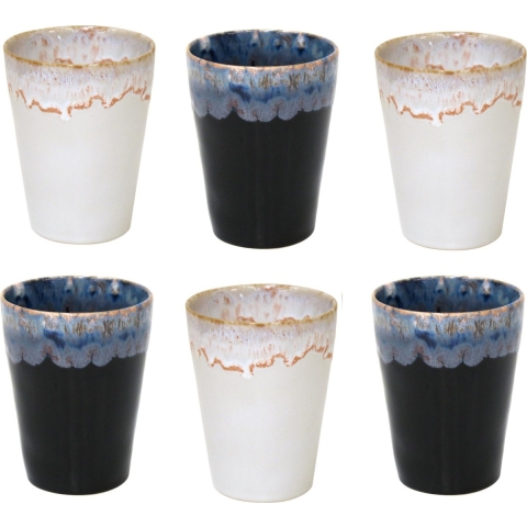 Costa Nova Kop Latte Macchiato 38cl - Grespresso - Aardewerk - Set van 6 in 2 kleuren - Chique 9,5cmxH11cm - by Supervintage