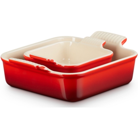 Le Creuset - Ovenschaal Vierkant - Set Van 2 Stuks - Kersenrood