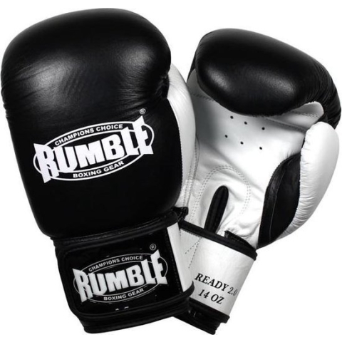 Rumble Ready 2.0 Leer (kick)bokshandschoen Zwart-Wit 8 Oz