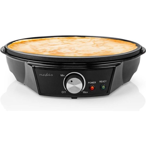 Crêpemaker - Diameter: 300 mm - 1200 W - Anti-aanbak laag - Temperatuurinstelling - Indicatielampje - Zwart - Metaal