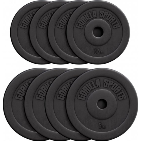 Gorilla Sports Halterschijven 4 x 5 & 4 x 2,5 kg - Kunststof - 30 mm